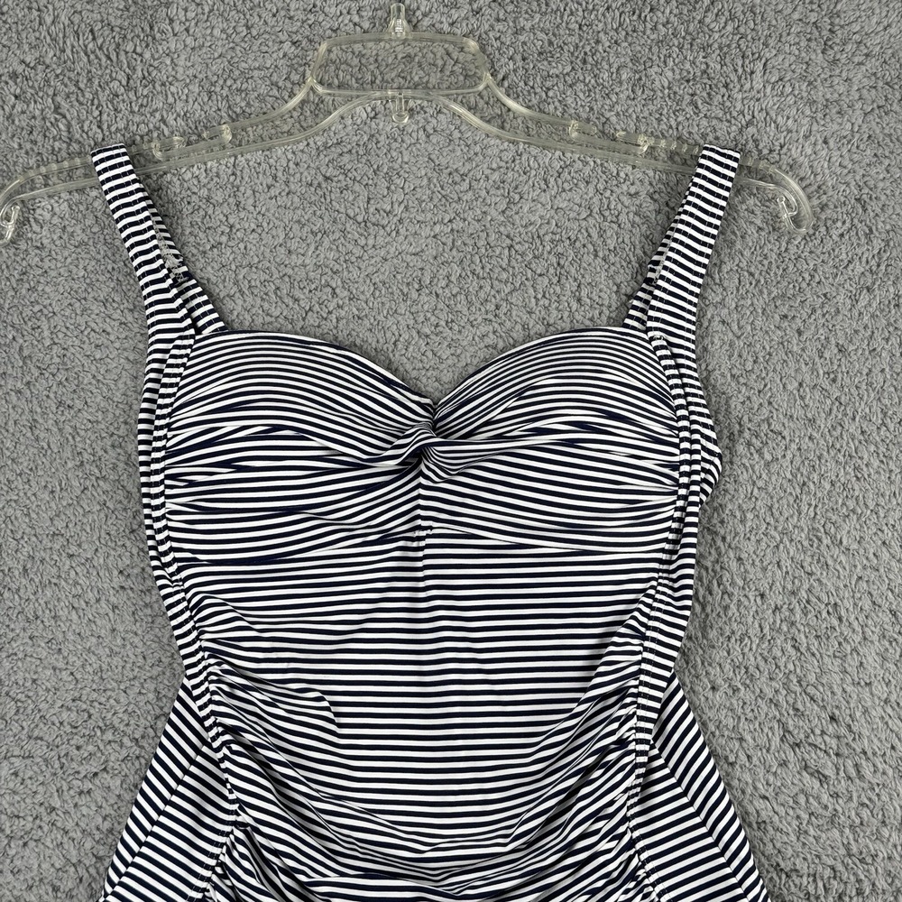 Nip Tuck Twist Front Swimsuit One Piece 8 Navy Blue White Stripes Multi Fit cup‎ - Picture 4 of 16